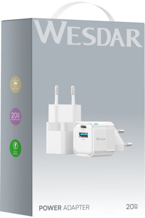 Wesdar AC180-AC Hızlı Şarj Adaptörü 20W (Type-C + USB-A)