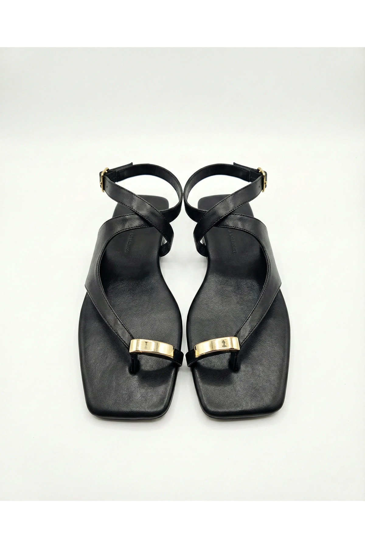 uqpe  Calvi Gold Detaylı Bilekten Bağlamalı Sandalet - SİYAH - Görsel 2