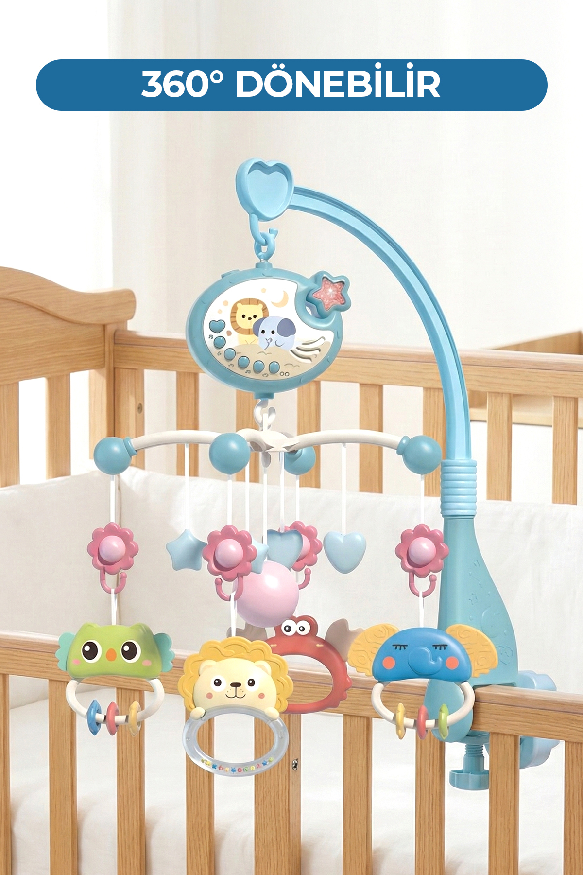 ROZİTOYS Işıklı Müzikli Kumandalı Bebek Dönencesi Mavi fotoğrafı 4 (önizleme)
