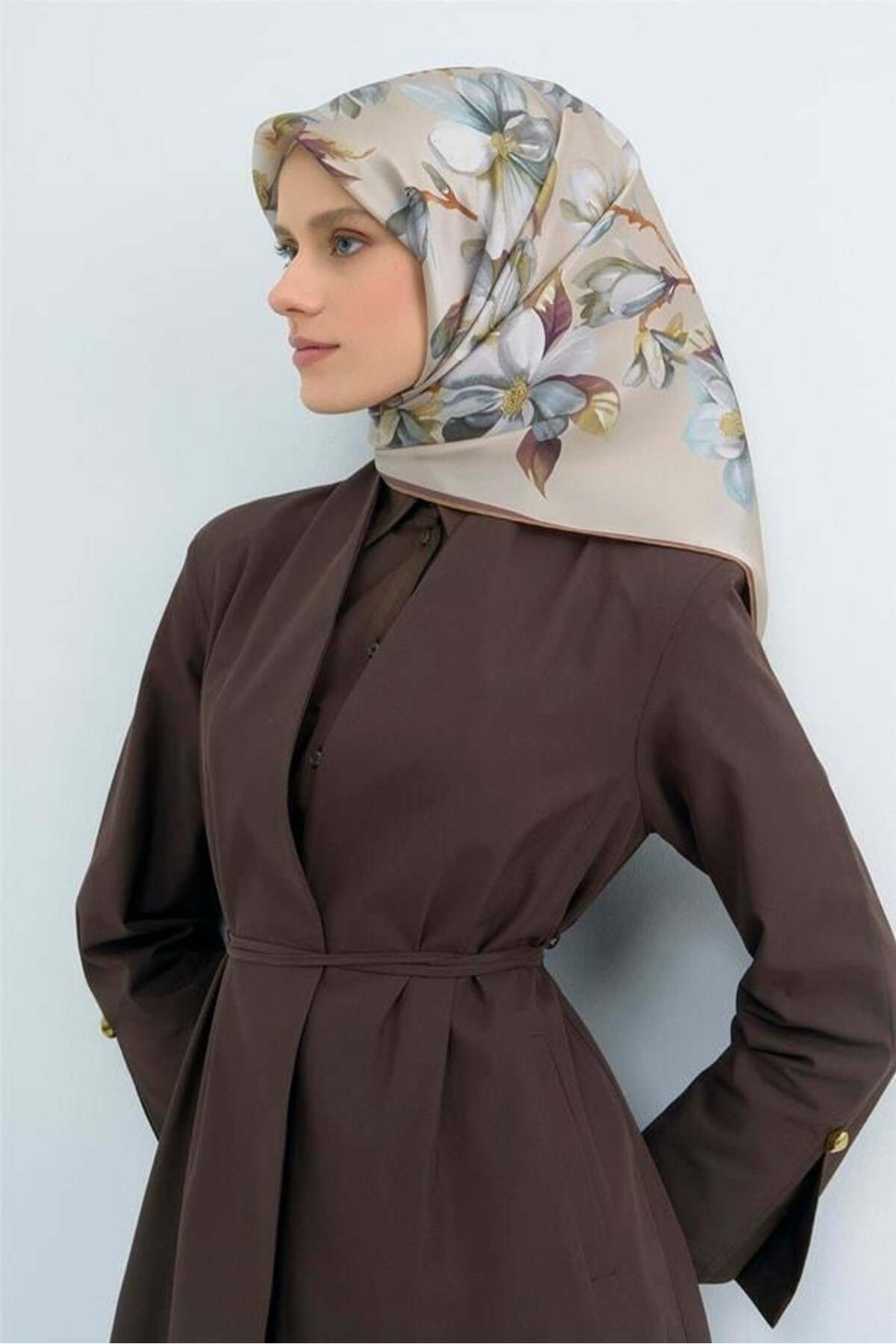 Armine Silk Scarf 2026 Summer - 9524-54 Stone Twill- Trendyol