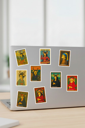 Ankarakomik Art Sticker Koleksiyon 9 ADET Sanat Sticker Suya Dayanıklı Laptop...