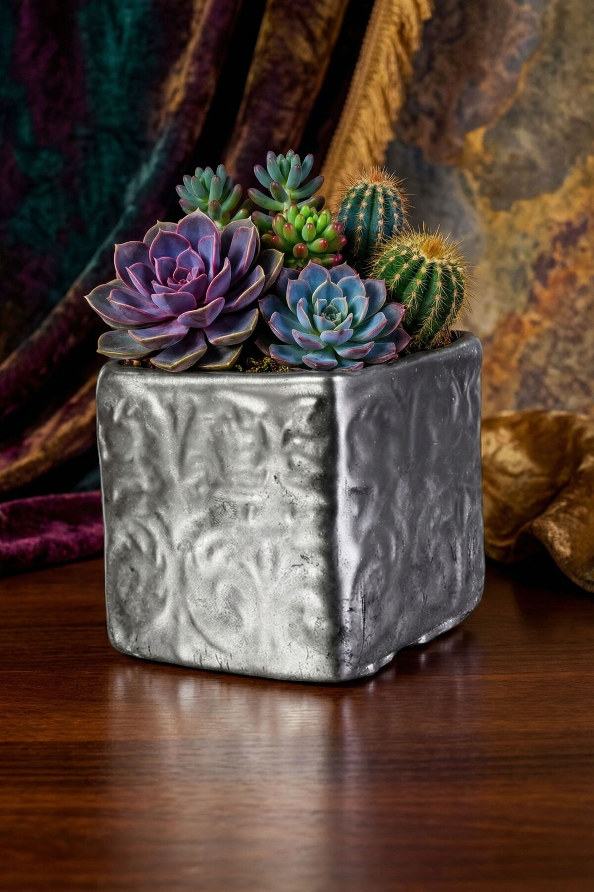 Flower Pot Decorative Flower Pot Cactus Flower Pot Succulent Flower Pot Small Flower Pot Model 45 Silver Antiquated Flower Pot