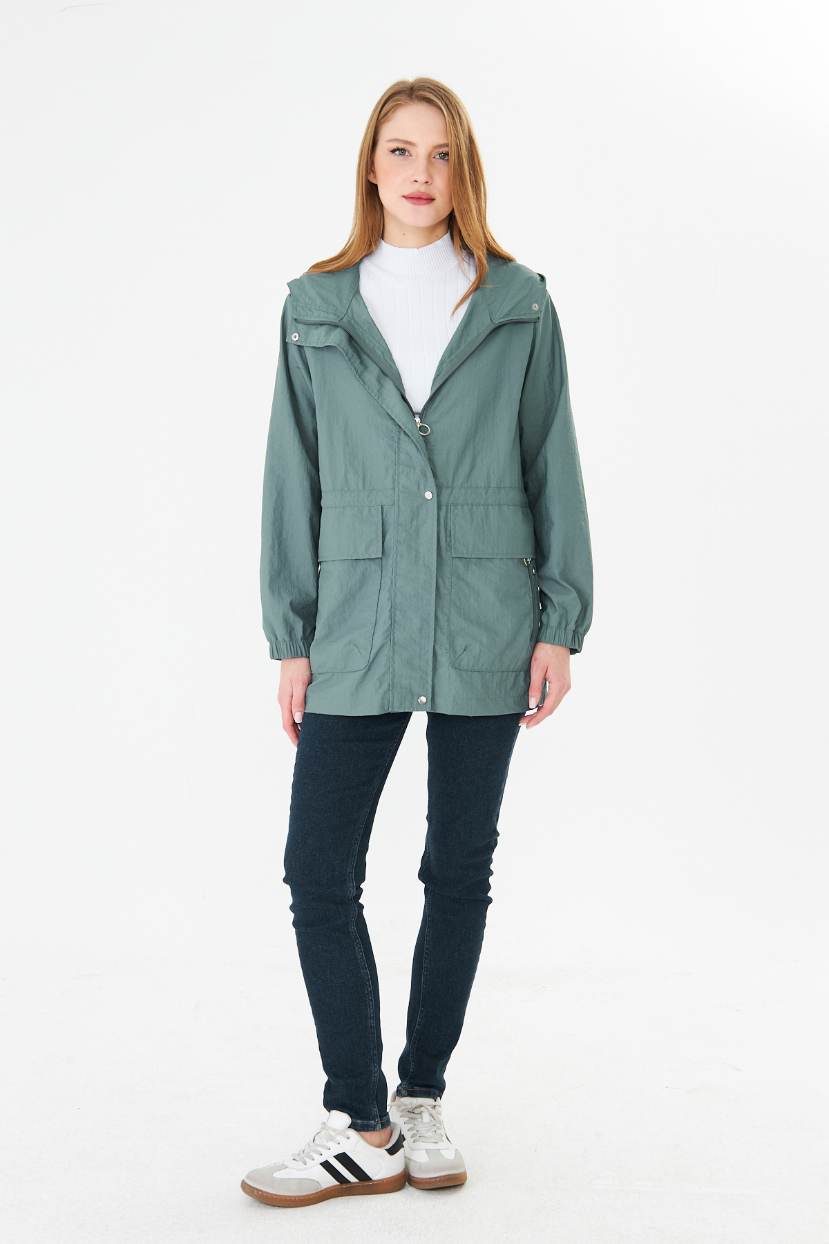 PIQUE  KADIN YAĞMURLUK Beli Ayarlanabilir Kapüşonlu Yağmurluk - Görsel 6