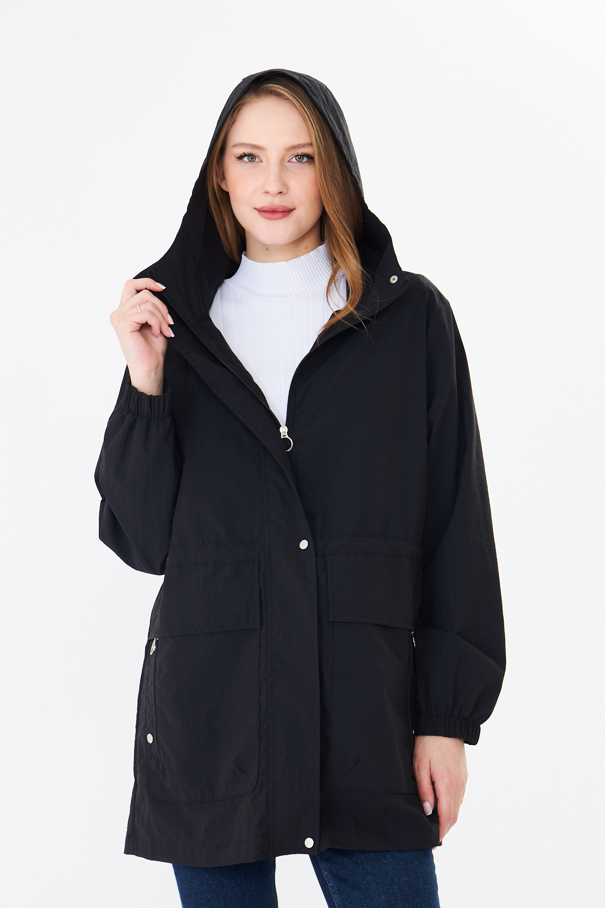 PIQUE  KADIN YAĞMURLUK Beli Ayarlanabilir Kapüşonlu Yağmurluk - Görsel 4