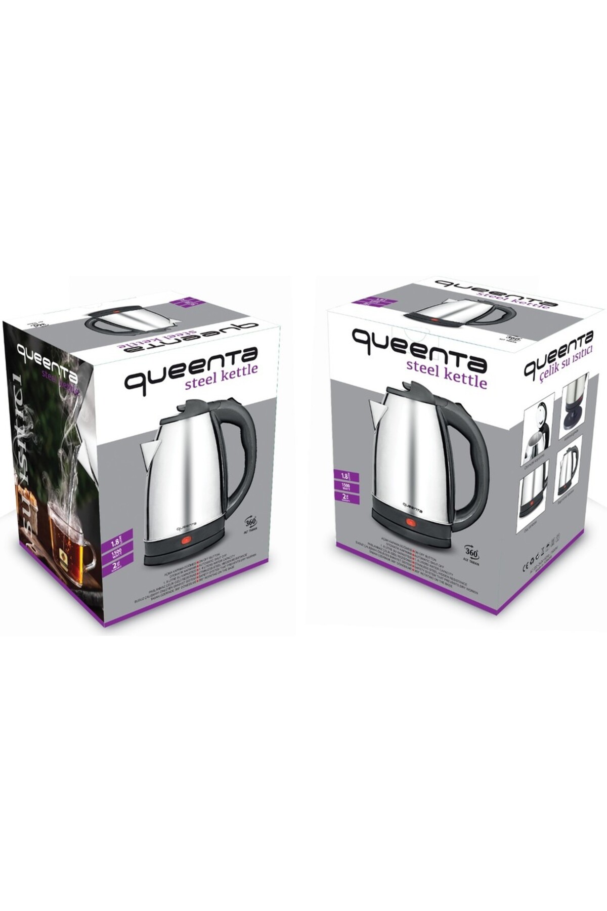 CEPAKS Queenta QK-01 Paslanmaz Çelik KETTLE Su Isıtıcı 1.8 Lt