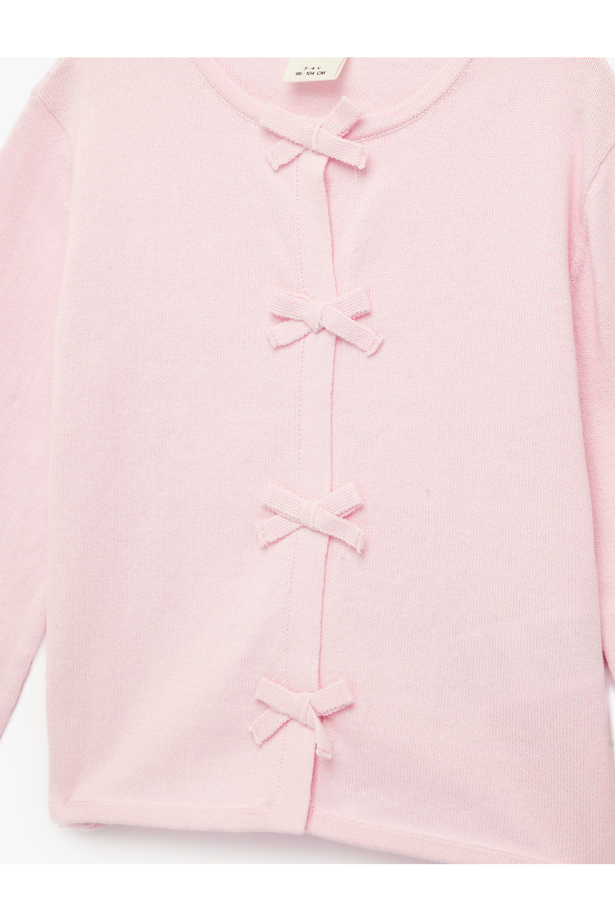 Koton Uzun Kollu Bisiklet Yaka Fiyonklu Pamuklu Hırka fotoğrafı 3 (önizleme)