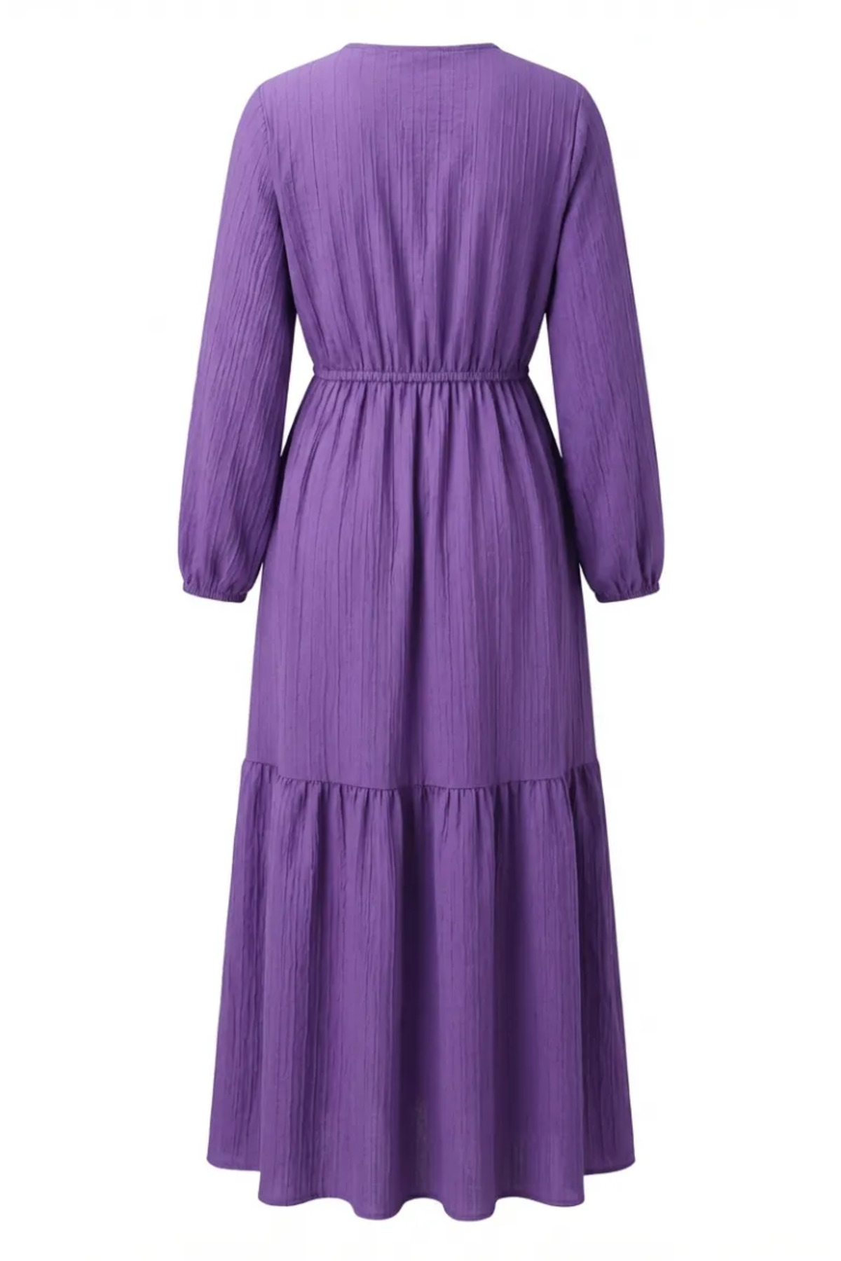 sefamerve  Beli Bağcıklı Yarım Düğmeli Elbise 0183-06 Lila - Görsel 7