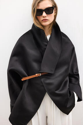 Touche Prive DERİ KEMERLİ SATEN CEKET