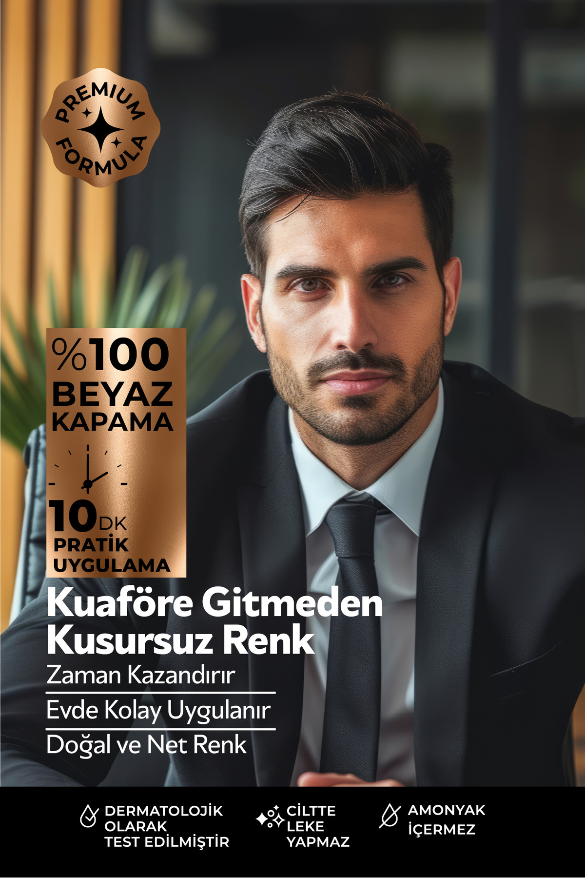 Expert Men Black Hair Color – Siyah 10 dakikada Etkili / Geliştirilmiş Formül / Doğal Görünüm - Ürün görseli