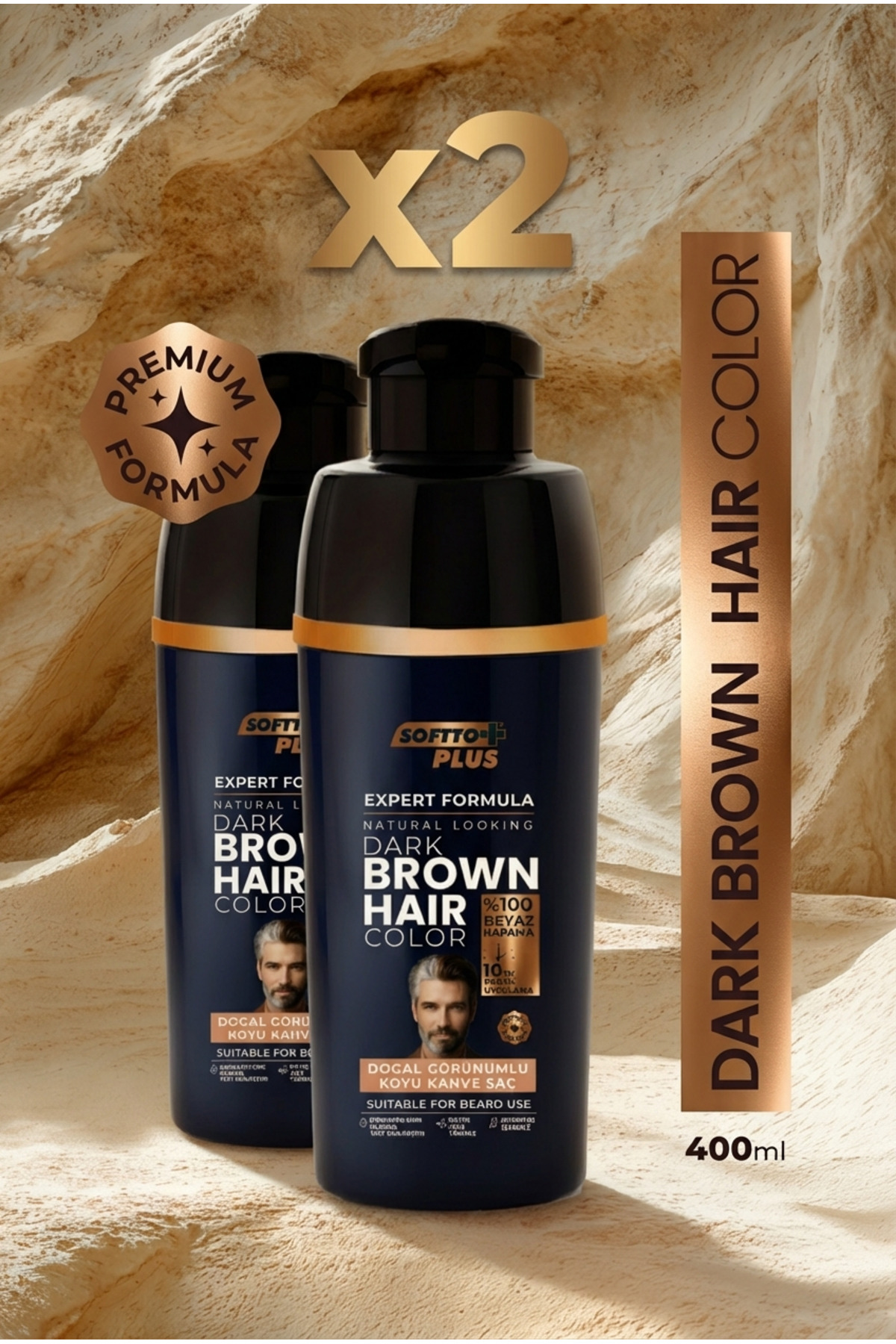 Expert Men Dark Brown Hair Color – Koyu Kahve Geliştirilmiş Formül / 2 ADET / Doğal Görünüm