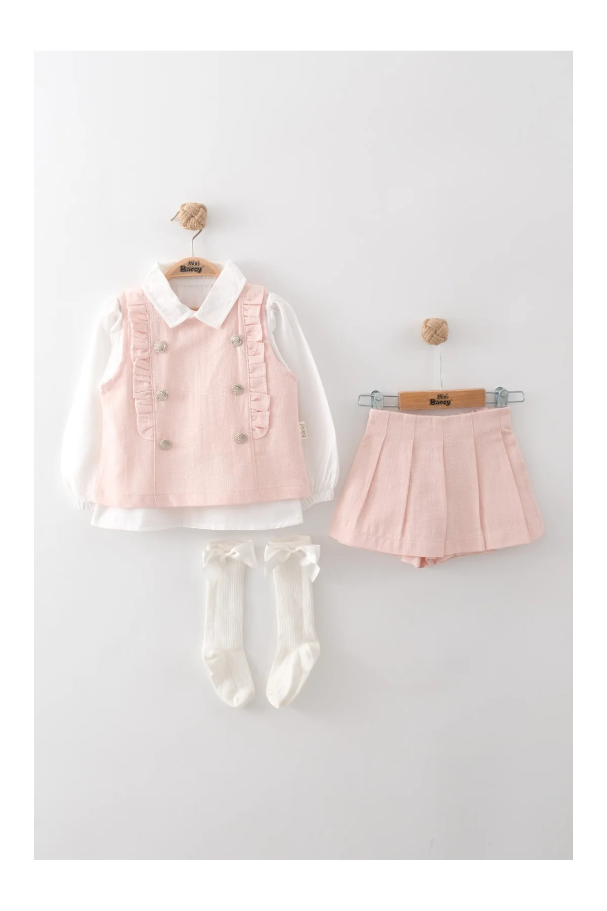 Mini Baray Kız Çocuk Stil Tüvit Yelek ve Şort Takım - Somon fotoğrafı 2 (önizleme)