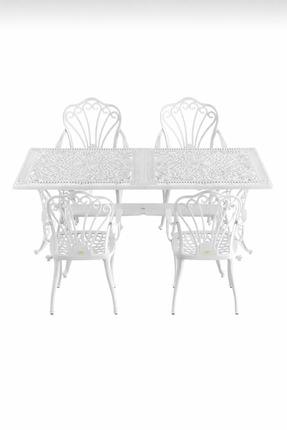 IVF İstanbul Model 4'lü Ferforje Görünümlü Plastik Dikdörtgen Masalı Takım