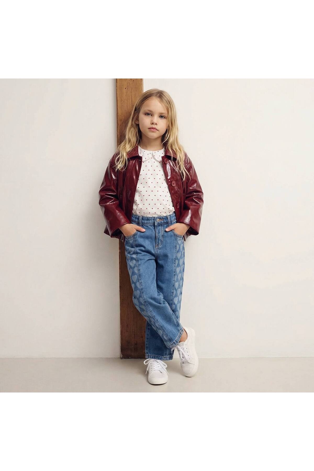 Teeny Weeny Kids Kız Çocuk Parlak Deri Ceket fotoğrafı 5 (önizleme)