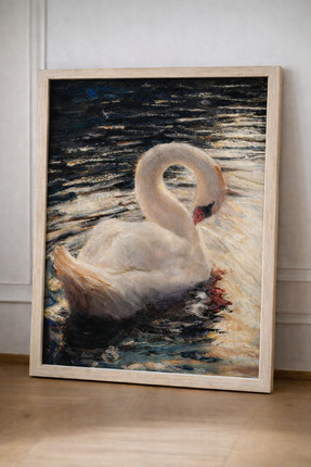 artera casa Doğal Tonlarda Kuğu Duvar Tablosu