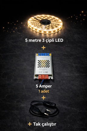 ZMR LUMIXA 3 ÇİPLİ 5 METRE GÜNIŞIĞI LED + TRAFO (SET)