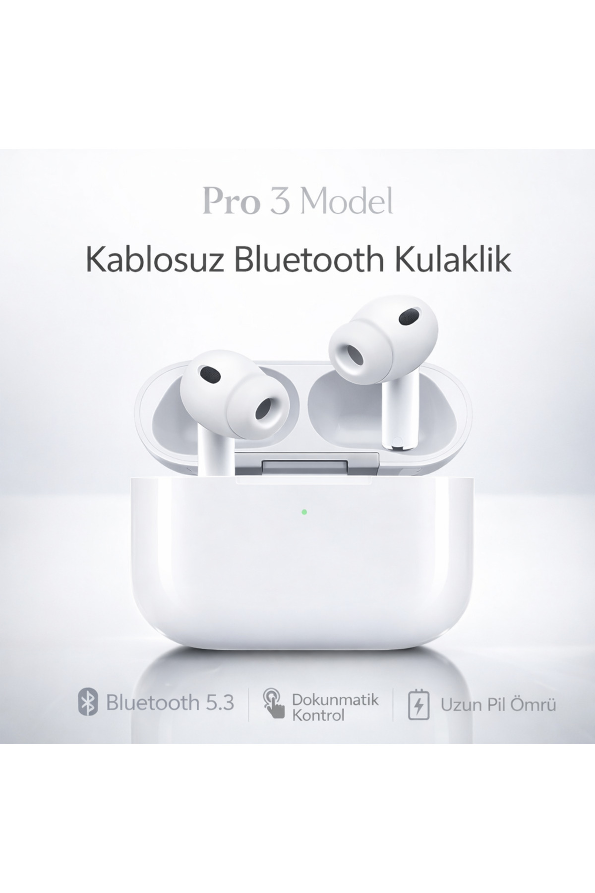 Pro 3 Model Kablosuz Bluetooth Kulaklık Dokunmatik Kontrol Şarj Kutulu Stereo Se