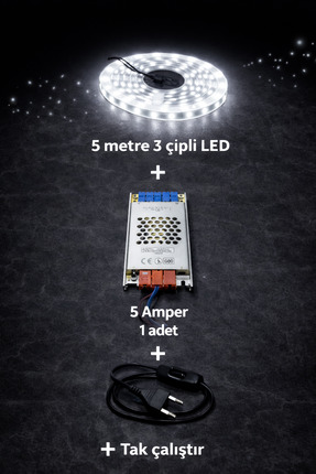 ZMR LUMIXA 3 ÇİPLİ 5 METRE BEYAZ LET + TRAFO (SET)