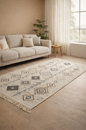 Lorvian Noletti Bohem Etnik Desenli Çift Taraflı Yıkanabilir Ev İçi ve Dış Me...