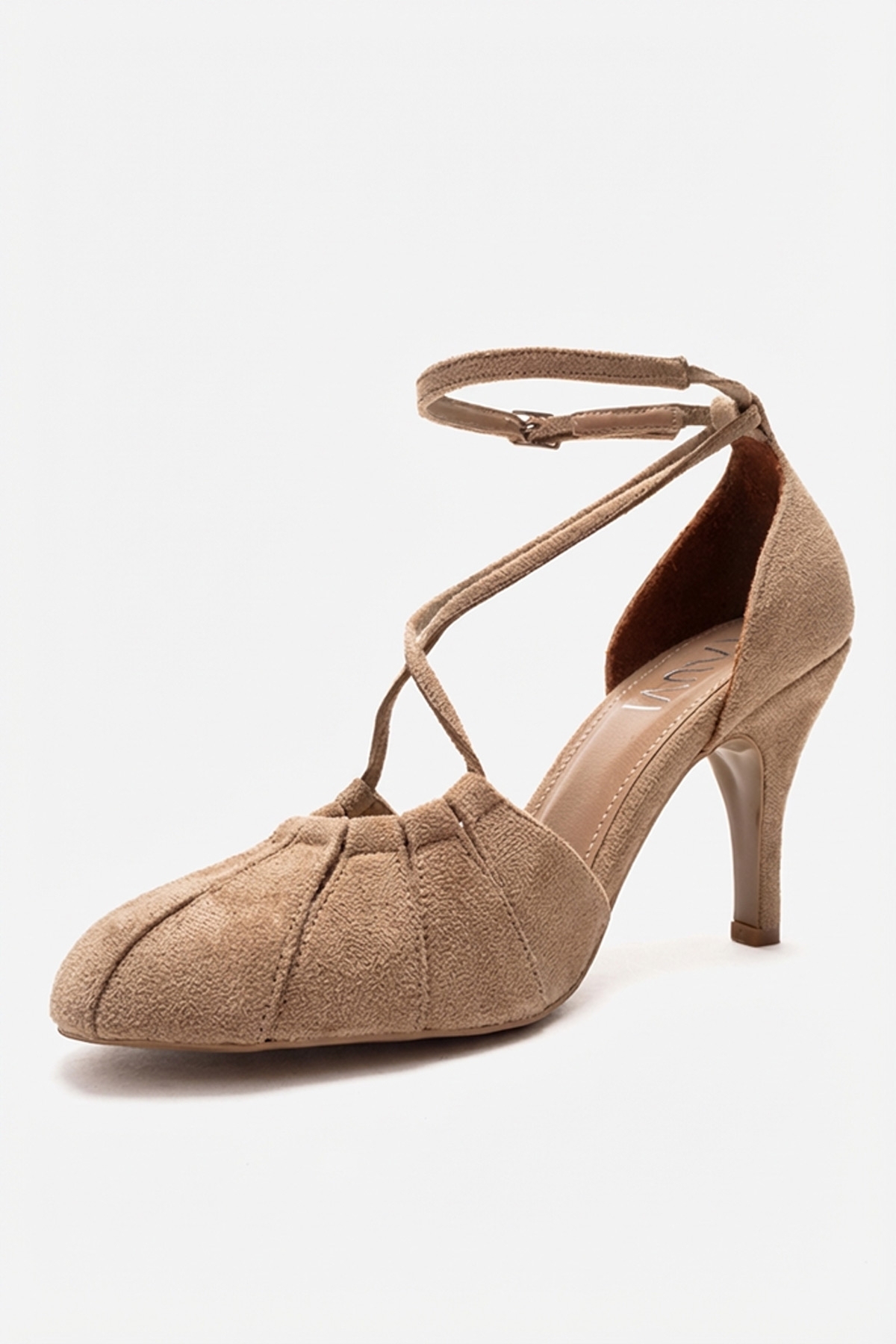 luvishoes  ELIZA Bej Süet Kadın Topuklu Ayakkabı - Görsel 4