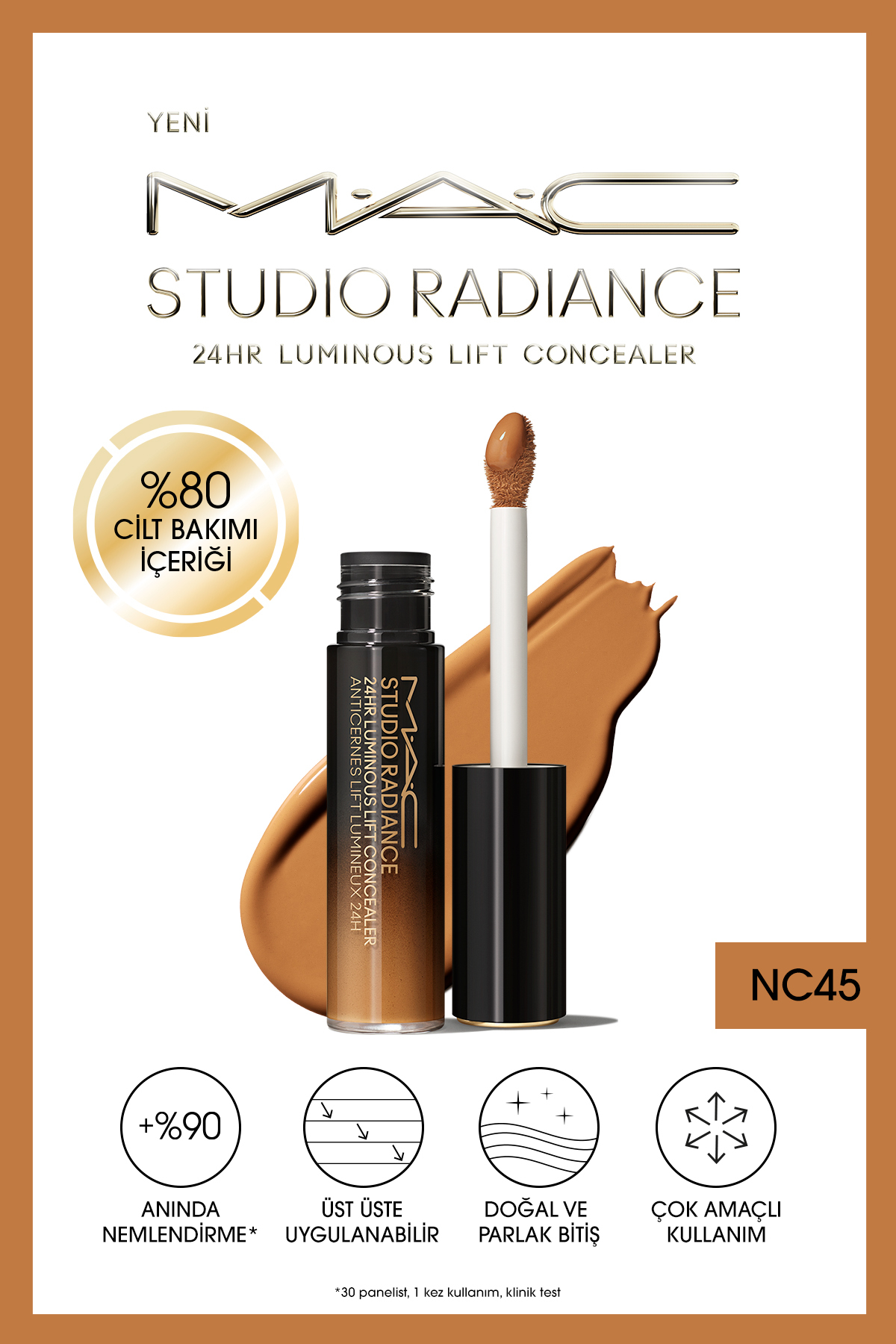 M.A.C کانسیلر 24hr Luminous Lift Studio Radiance - Skin Care Serum Concealer 11 ml - NC45 — قهوه‌ای 128597