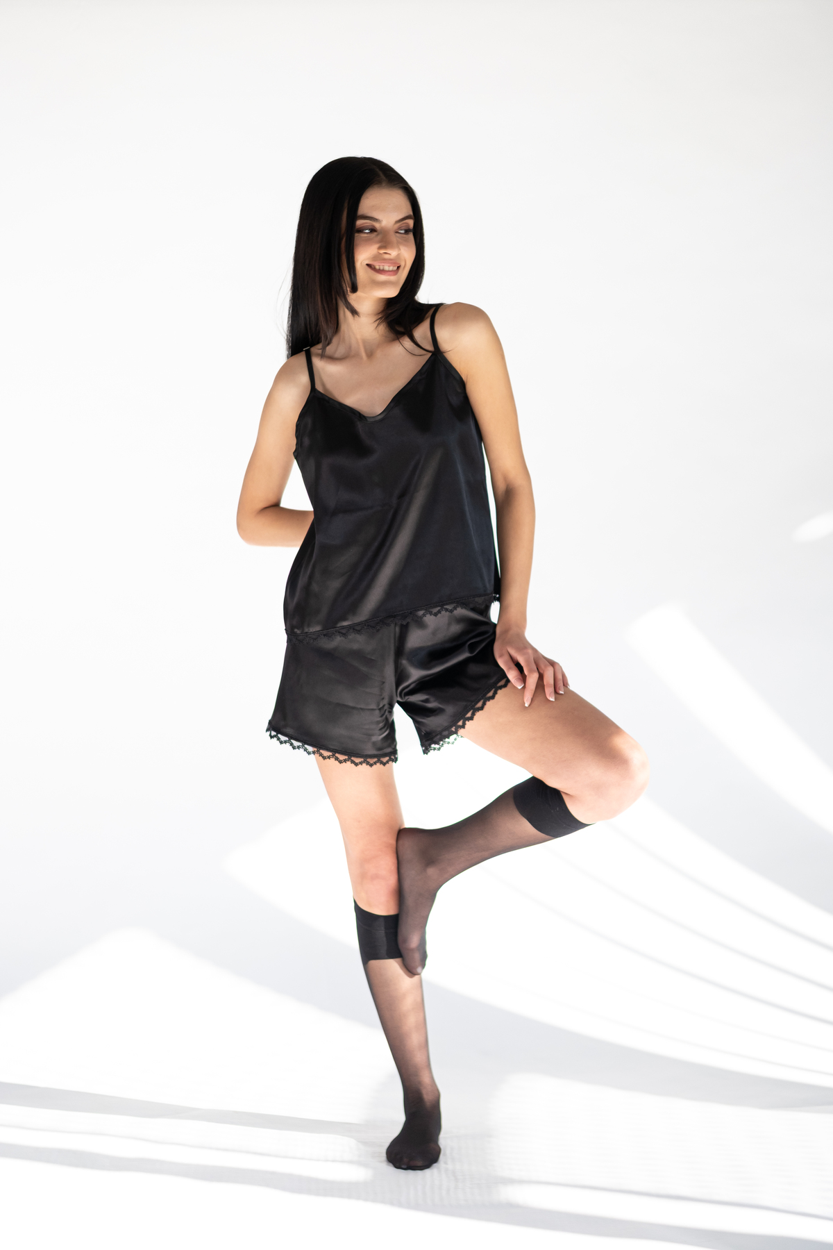 AYS Sleepwear Saten Dantel Şort Takım- Luna