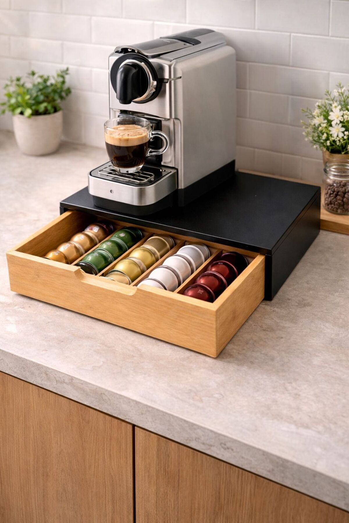 NEWNOW Bambu Masa Üstü Gizli Çekmece Organizer – Minimal Kahve