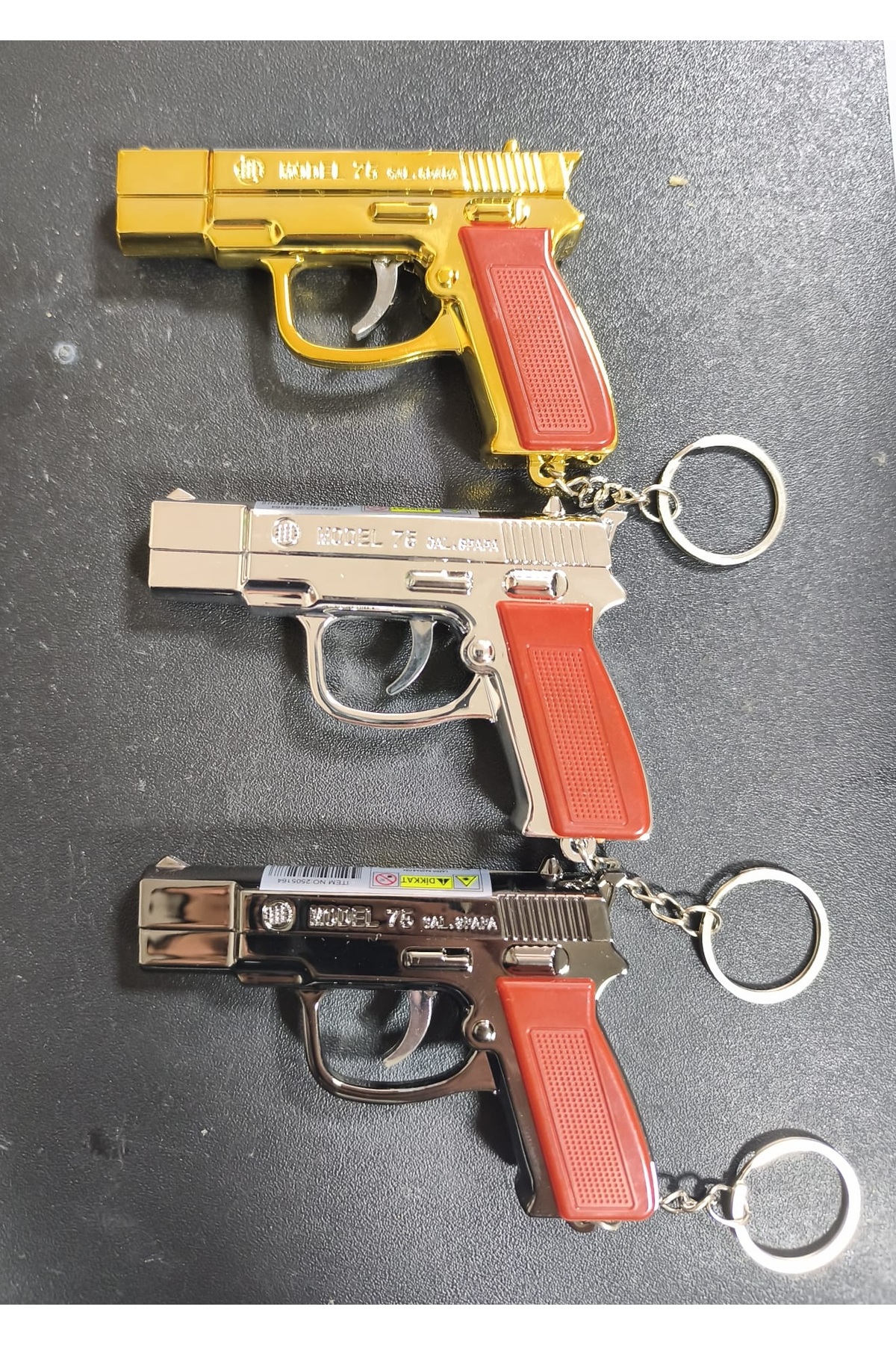 Mini Tabanca Figürlü Anahtarlıklı - Kırmızı Lazer + LED El Feneri Özellikli Hediyelik