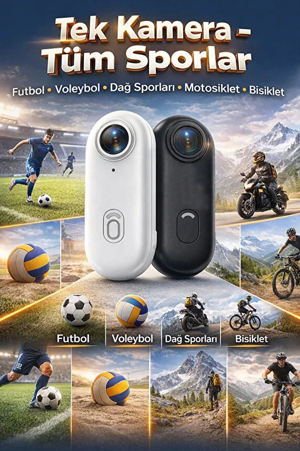 4K Mini Wifi Aksiyon Kamerası Taşınabilir,Giyilebilir Kamera Motor Bisiklet Kask Aksesuar Siyah