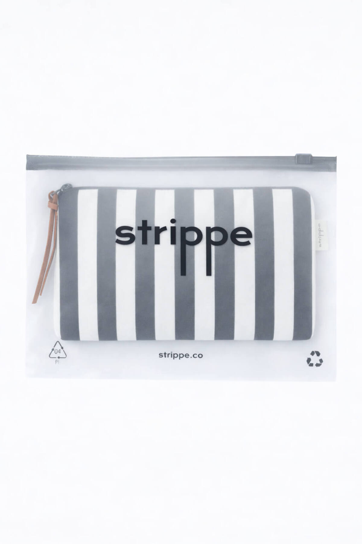 Strippe Pamuklu Kalın Çizgili Siyah Pouch Portföy Çanta görsel 4