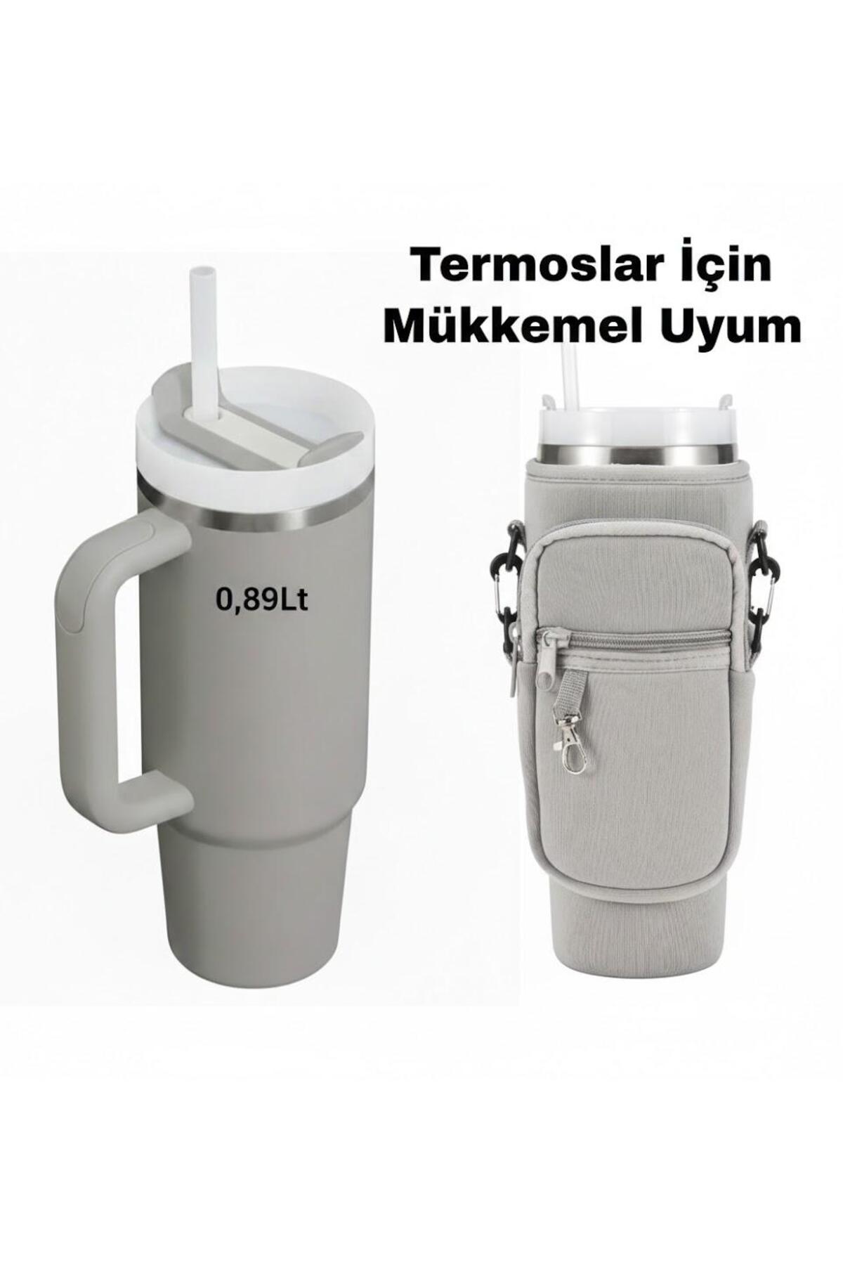alisa Pipetli 0,89 Lt Termos Askılı Neopren Koruma Termos Kılıfı Çanta Ve Omuz Askısı Aksesuar görsel 6
