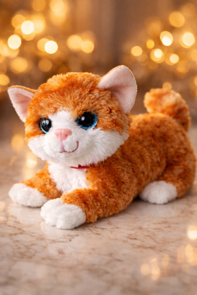 viyolmarketim Sesli Miyavlayan Peluş Kedi 30 cm – Yumuşak Peluş Oyuncak, Uyku...