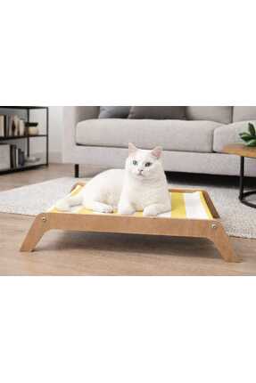 MeoWood Ahşap Kedi Yatağı – Yıkanabilir Hamak Tasarım (Sarı Beyaz)-Modern İç ...