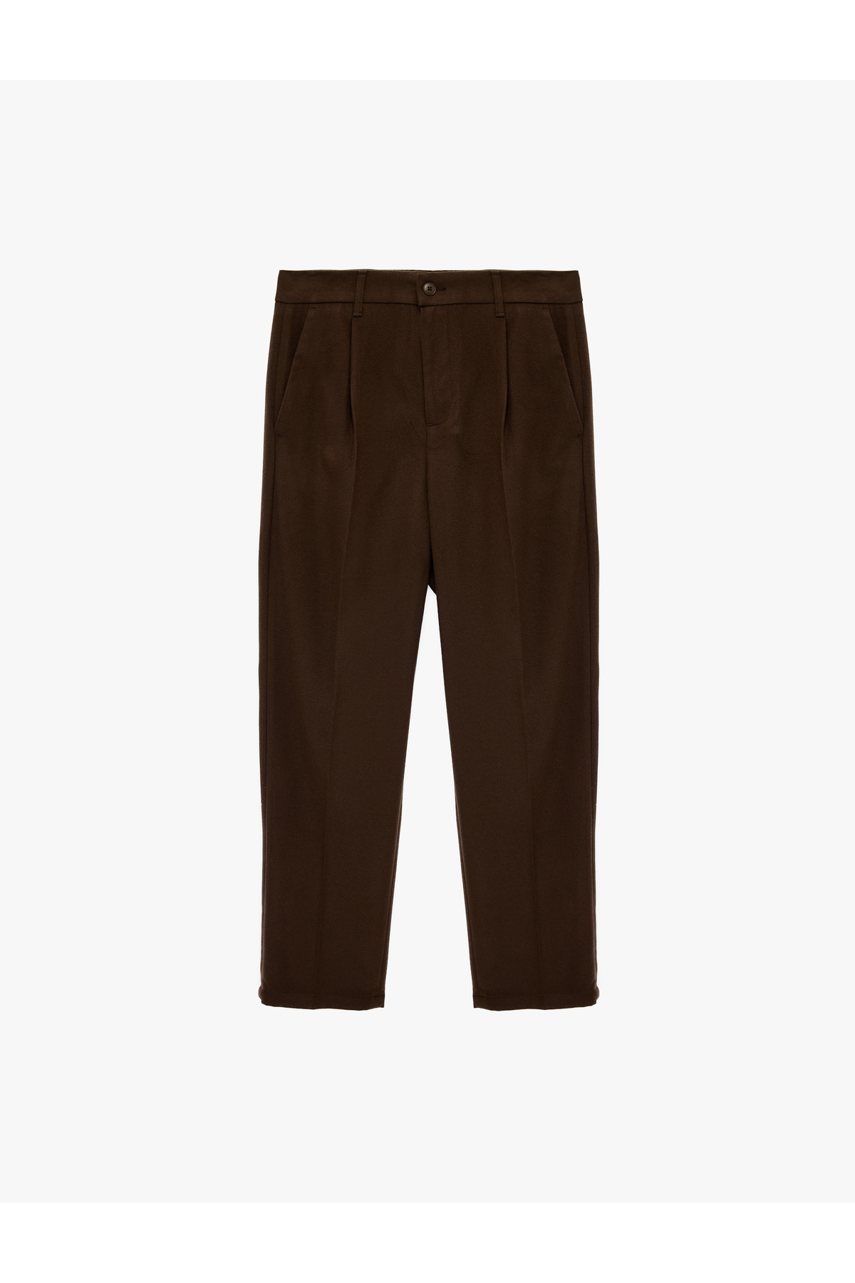 Regular Fit Viskon Karışımlı Cepli Düğmeli Pileli Kumaş Pantolon — قهوه‌ای 6SAM40029NW — تصویر 3 از 5