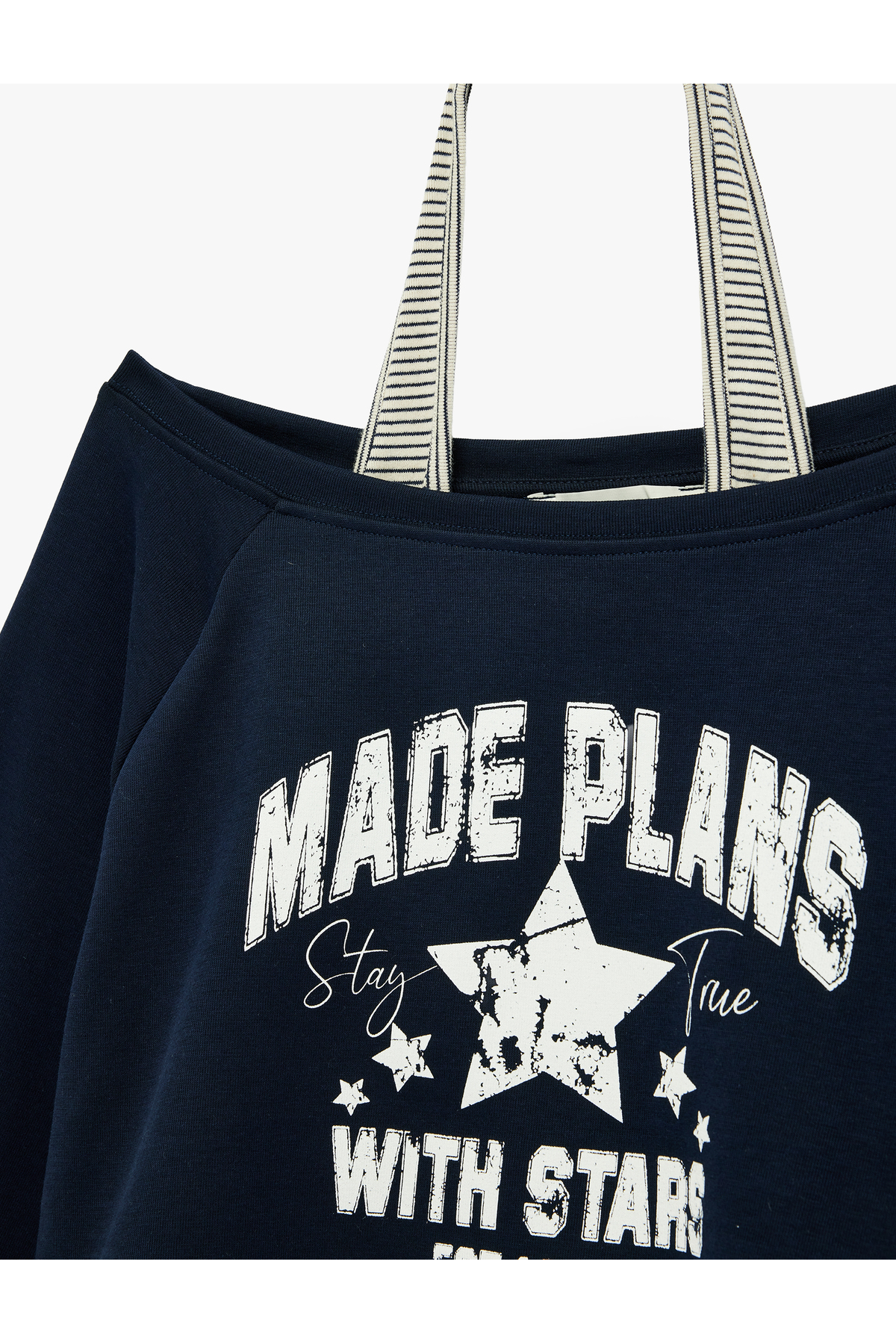 Koton  Rahat Kalıp Uzun Kollu Boyundan Bağlama Detaylı Crop Baskılı Sweatshirt - Görsel 5