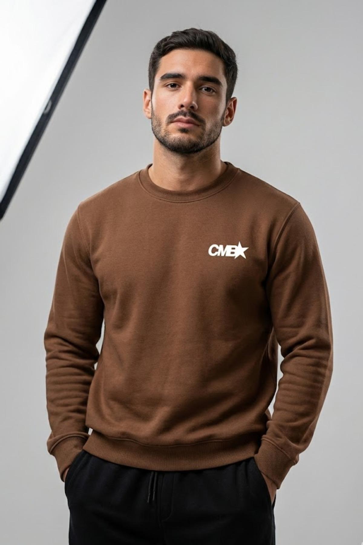 COMBİNE MİCHAİL Men's Chest Cmb Printed Brown Sweatshirt