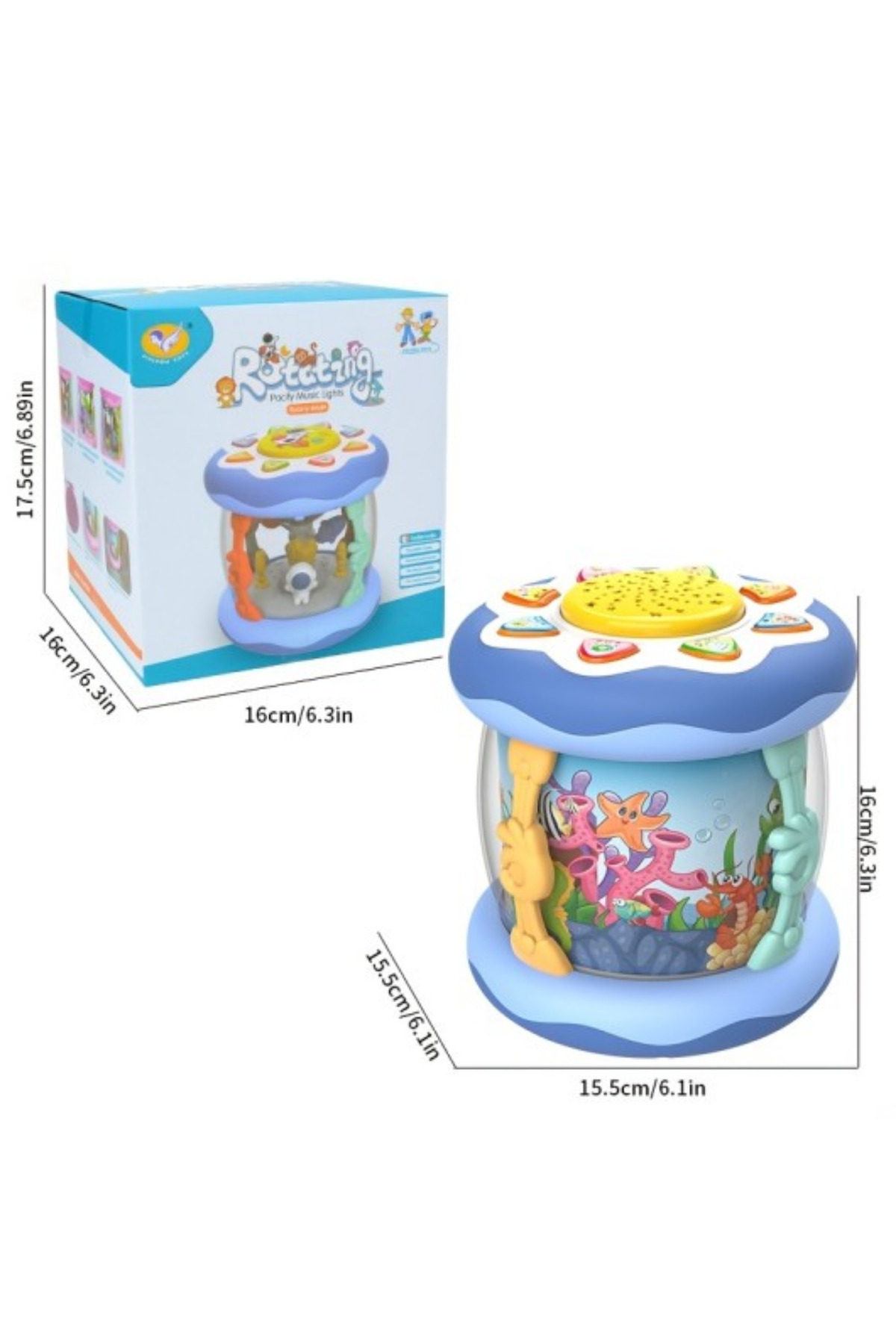 LRS STORE Bebek İçin Işıklı Müzikli Hareketli Akvaryum Projeksiyon Gece Lambası-Dönme Özellikli Uyku Arkadaşı fotoğrafı 2 (önizleme)