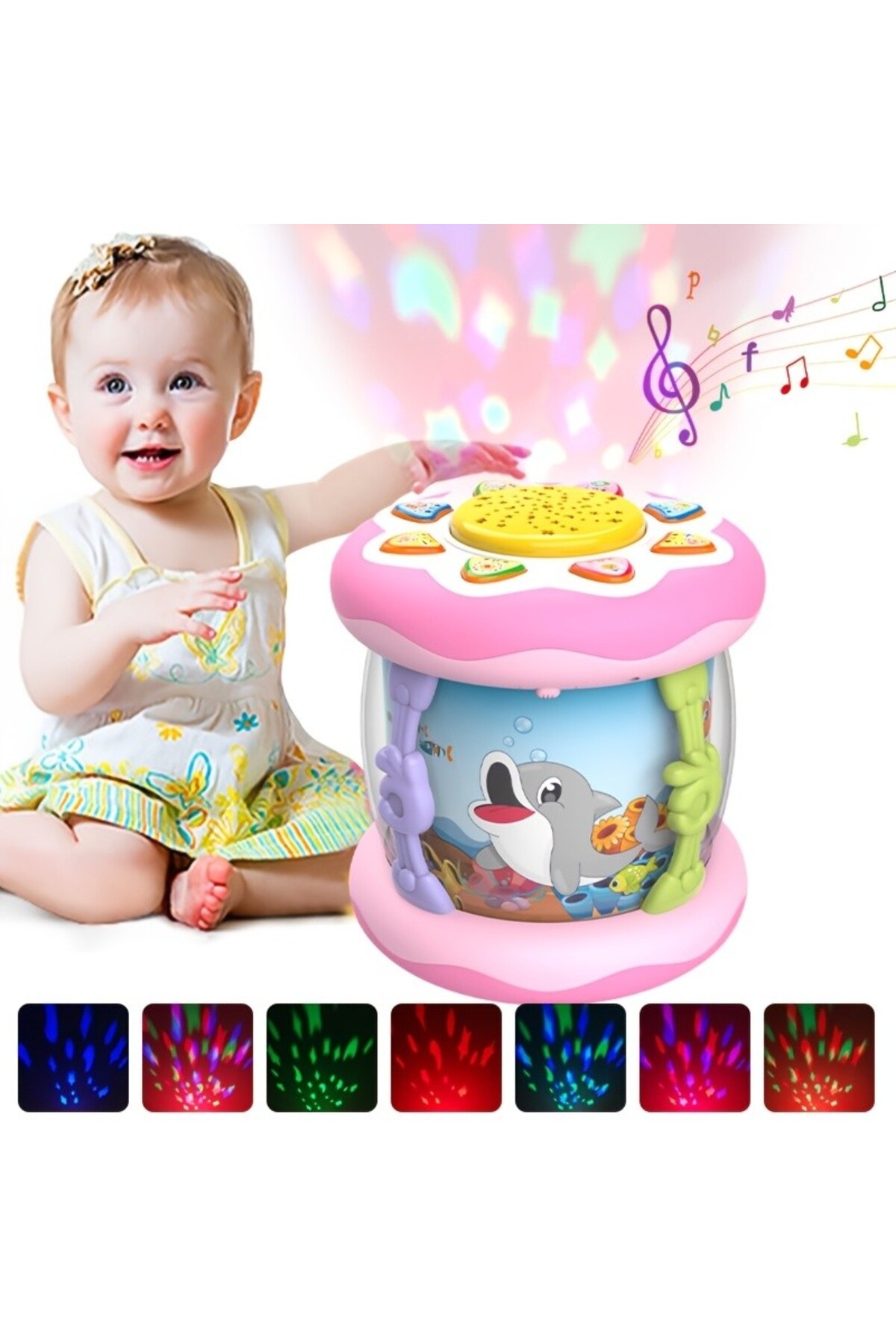 LRS STORE Bebek İçin Işıklı Müzikli Hareketli Akvaryum Projeksiyon Gece Lambası-Dönme Özellikli Uyku Arkadaşı fotoğrafı 4 (önizleme)