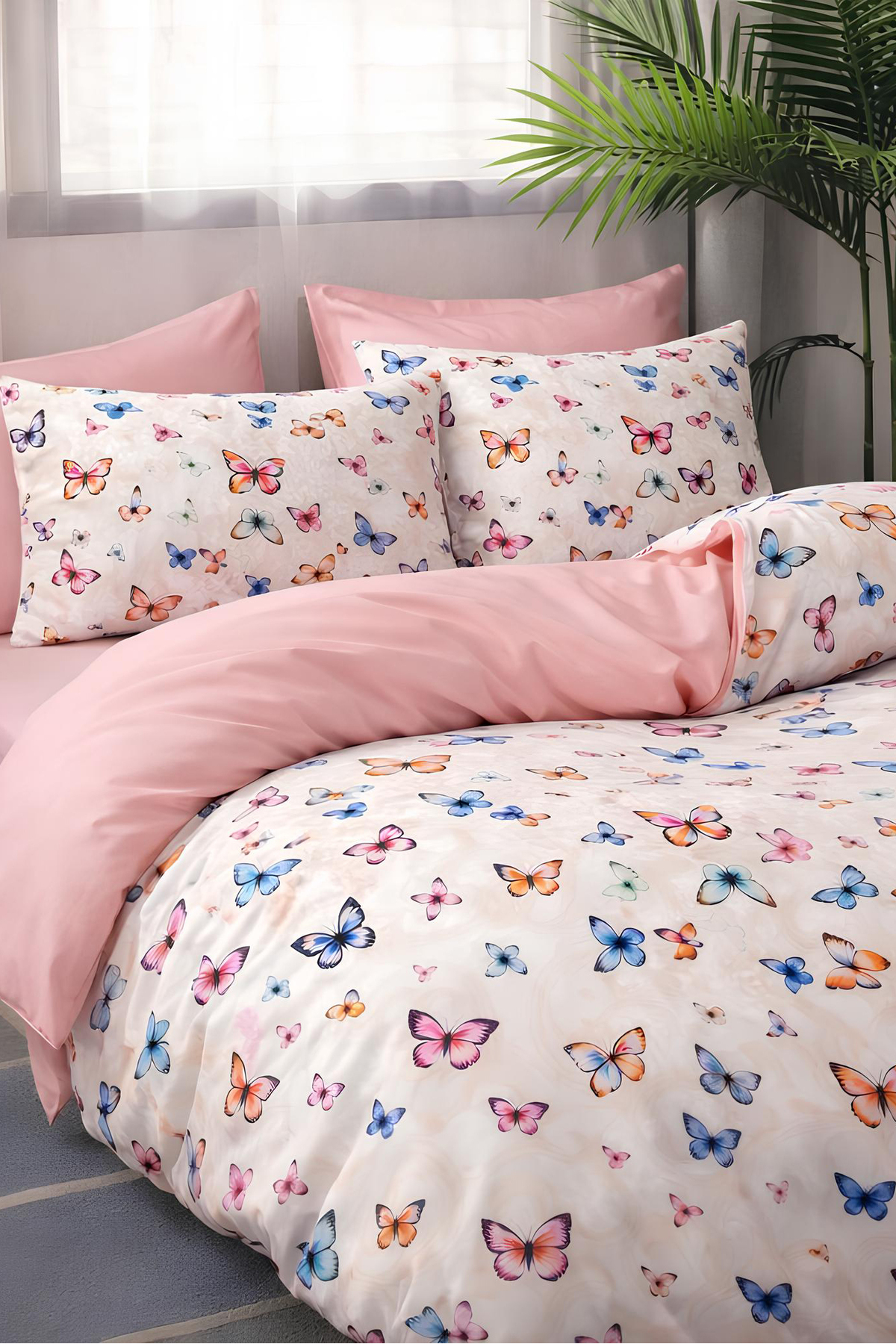 Double-Sided Single Duvet Cover Set with Elastic Sheet ELA