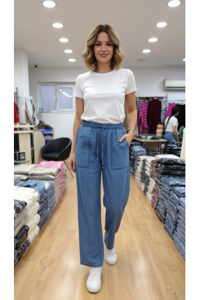 Liva Kot İnce Beli Bağcıklı Çift Cepli Pantolon