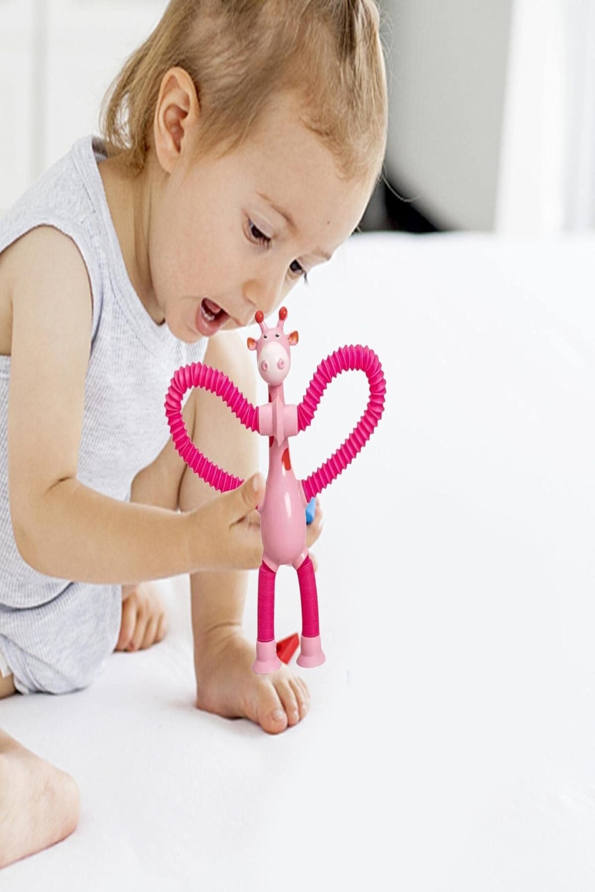 Hyd Vantuzlu Zürafa Duyusal Eğitici Oyuncak Uzayan Boru Zurafa Teleskopik Yapışkanlı 1 Adet Pembe fotoğrafı 3 (önizleme)