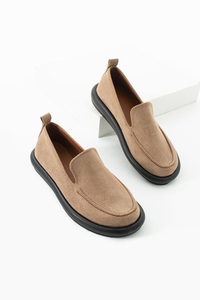 diclepolat Kadın Loafer Günlük Klasik Ayakkabı Casual Makosen Fonle Vizon