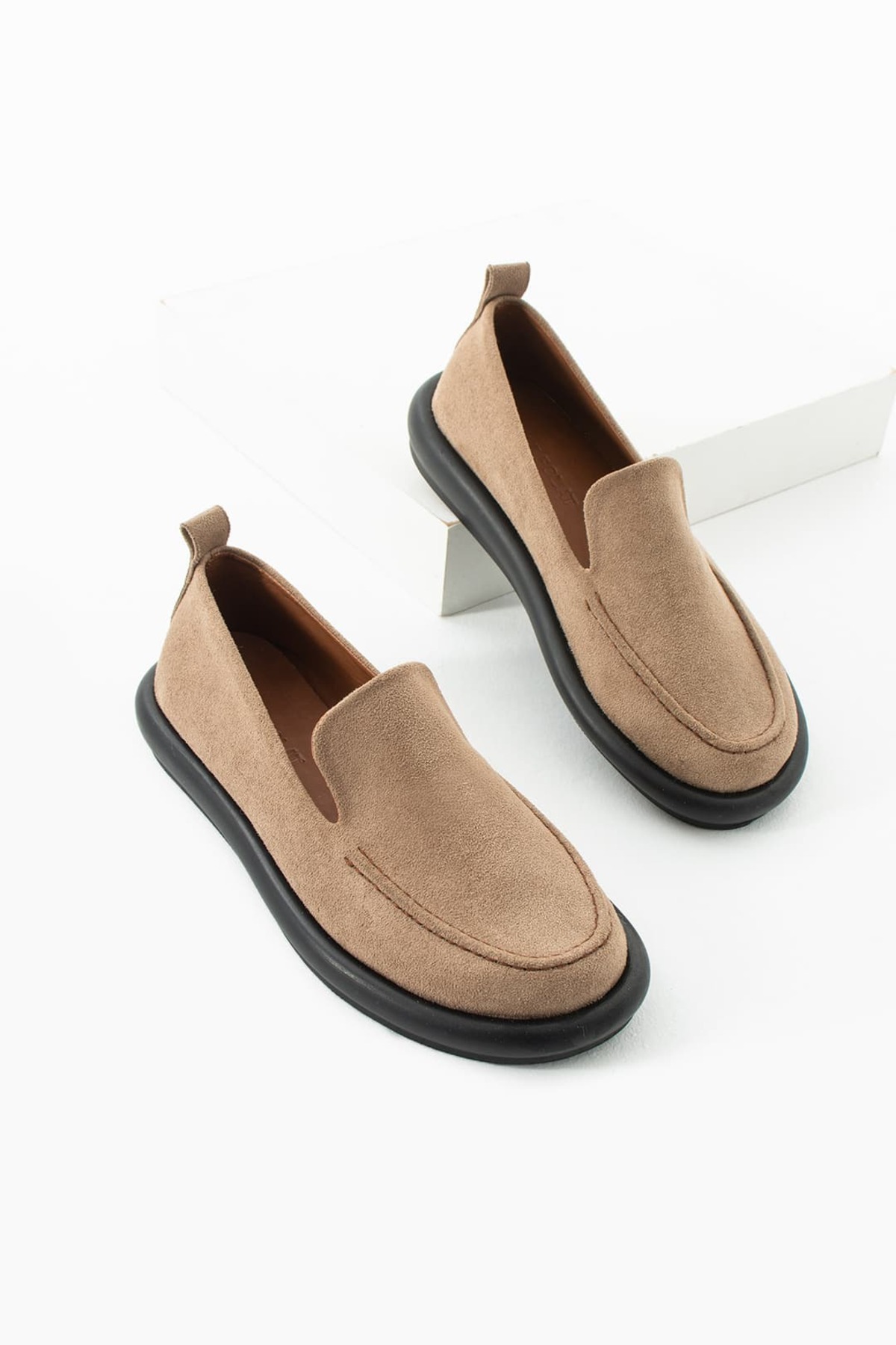 diclepolat Kadın Loafer Günlük Klasik Ayakkabı Casual Makosen Fonle Vizon