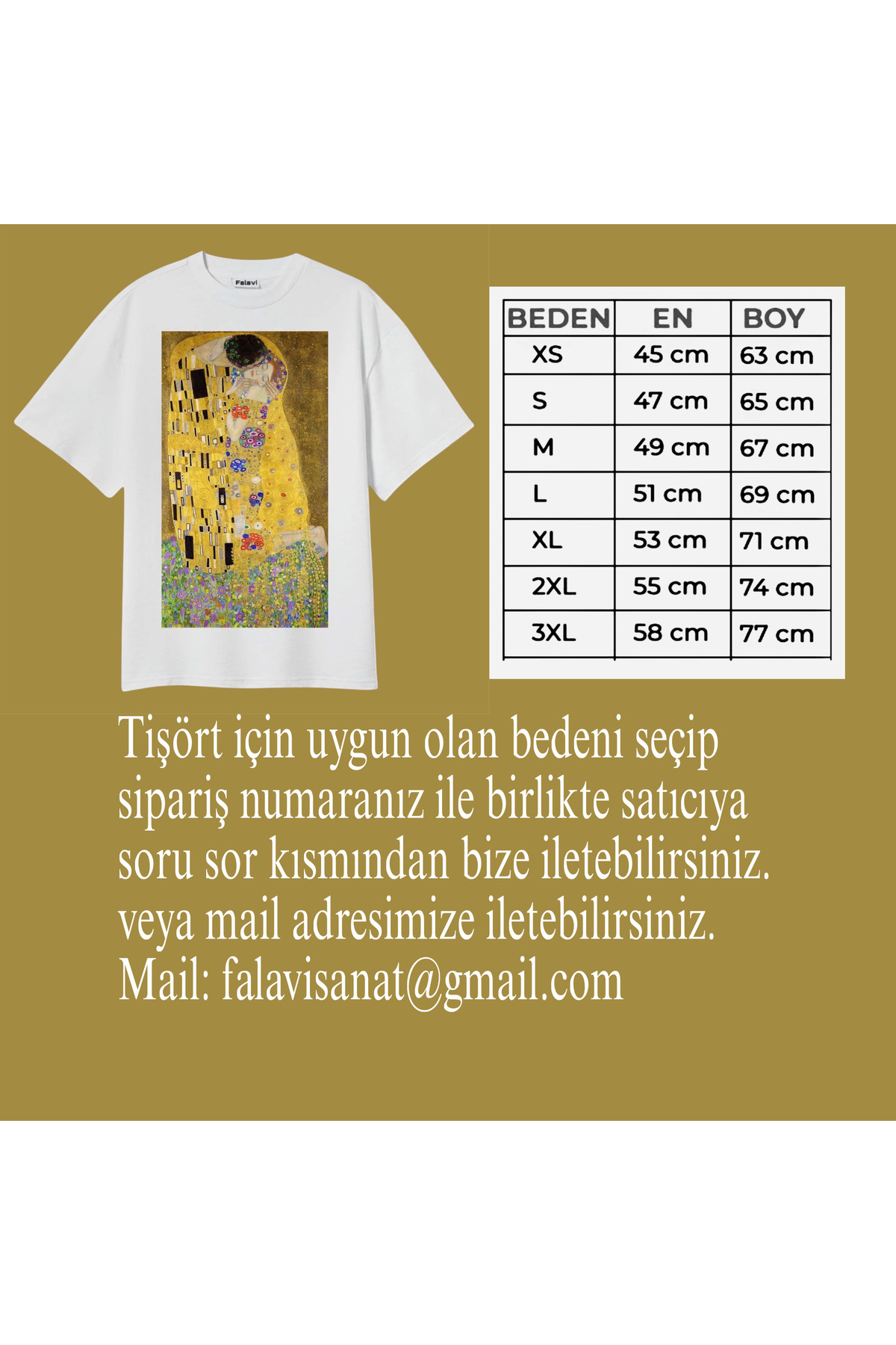 FALAVİ  GUSTAV KLİMT 7’li Hediye Seti,Tişört,Bez Çanta,Mousepad - Görsel 2