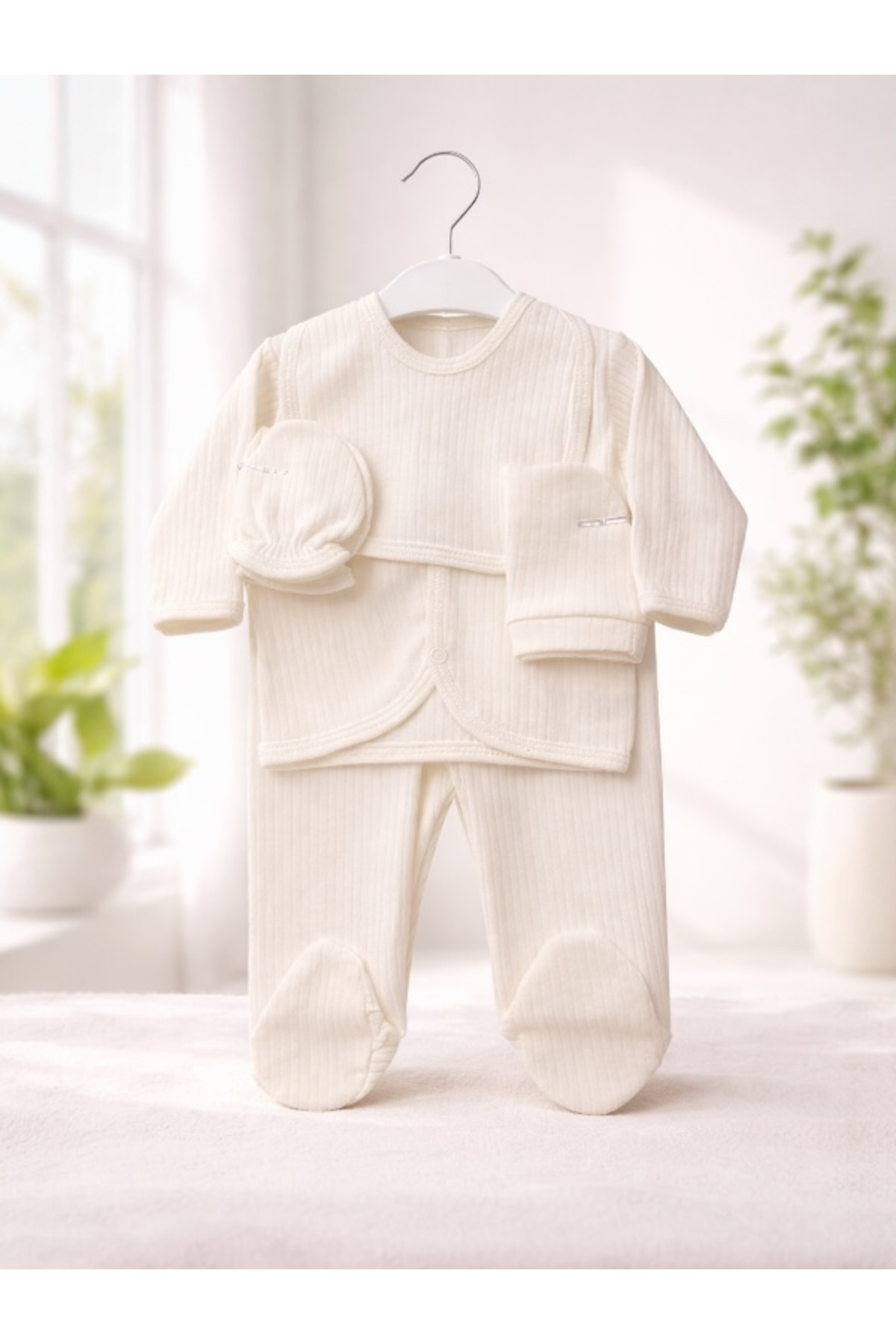 Gleamy Baby %100 Pamuk 5’li Yenidoğan Hastane Çıkışı Seti Yenidoğan– Çıtçıtlı, Yumuşak Kumaş fotoğrafı 2 (önizleme)