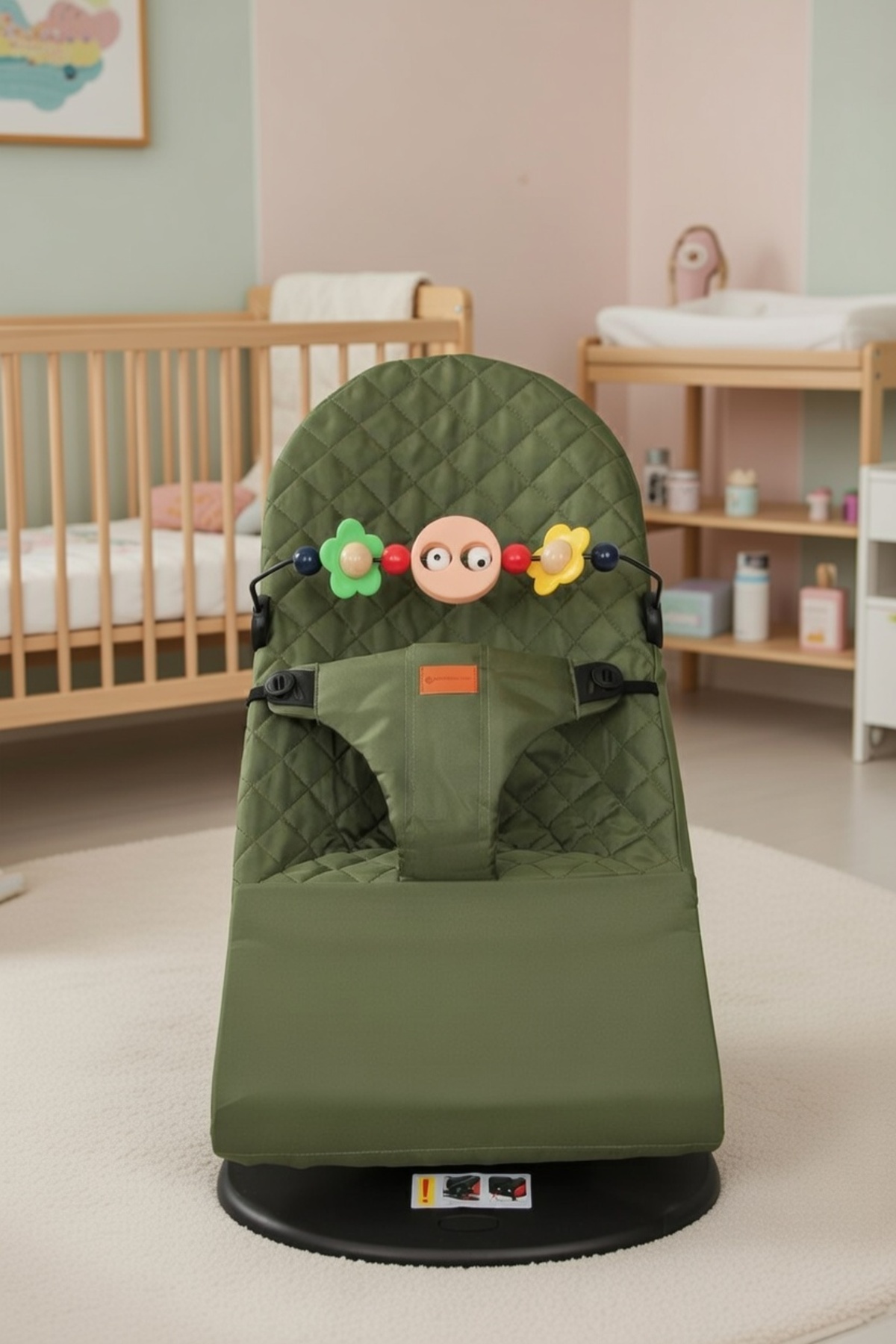 PURE & GLOW HOME Premium Cotton Üç Kademeli Sallanan Ana Kucağı Haki fotoğrafı 2 (önizleme)