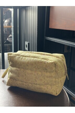 HAPPYTAİLOR Sarı Papatya Desenli Makyaj Çantası - Orta Boy