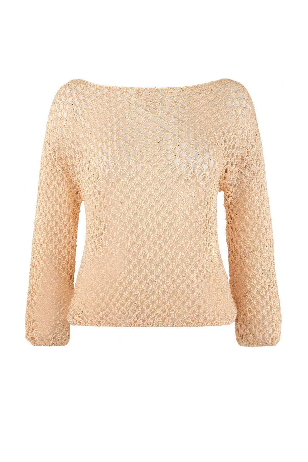 Trendyolmilla  Altın Payetli İplik Ajurlu Kayık Yaka Triko Kazak TWOSS26KZ00005 - Görsel 9