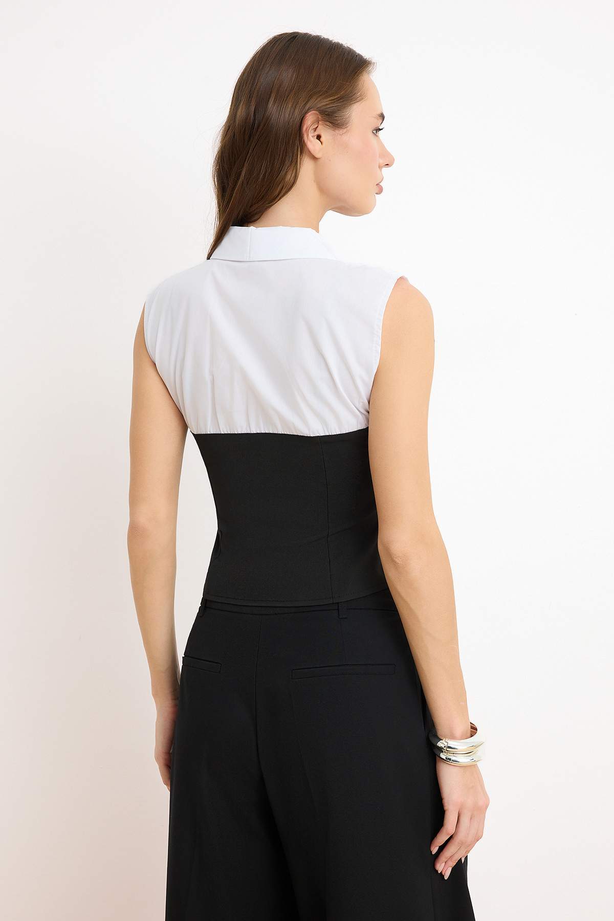 Trendyolmilla  Siyah Gömlek Detaylı Dokuma Bluz TWOSS26BZ00396 - Görsel 4