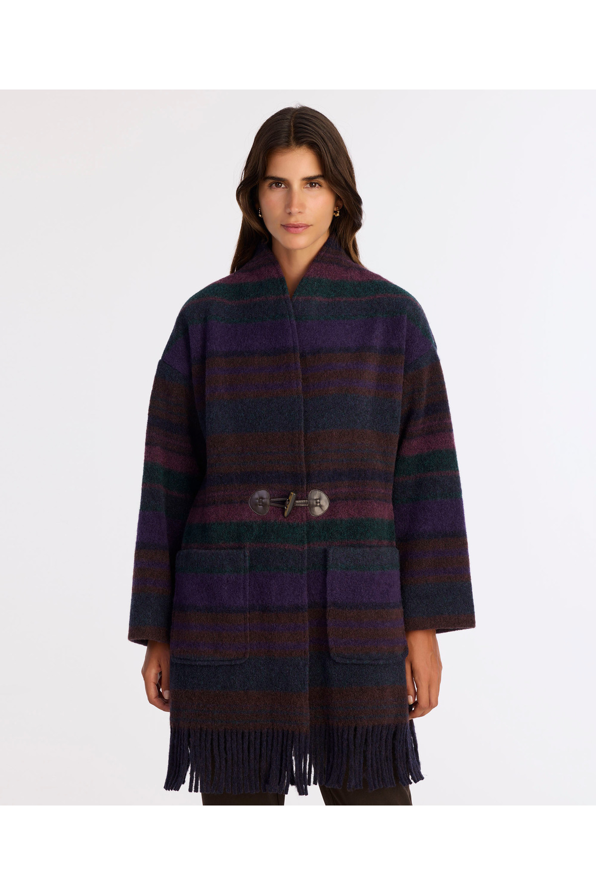 Wide Shawl Collar Long Sleeve Coat