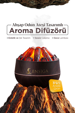 EN SİGA Ahşap Odun Ateşi Tasarımlı Hava Nemlendirici-Buhar Makinası-Aroma Dif...